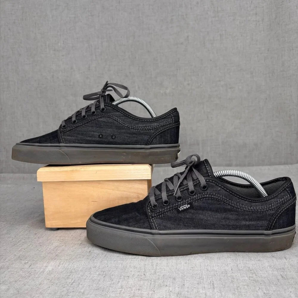 Vans Chukka Low Shoes Grey Black Chambray Lace Up Low Top Skater Men's Size‎ 9
